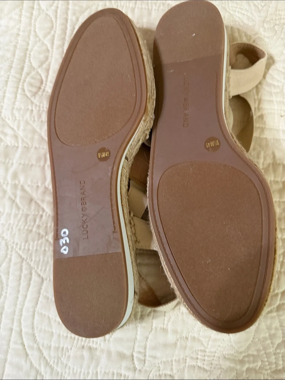 Lucky Brand Beige Canvas Slingback Espadrilles